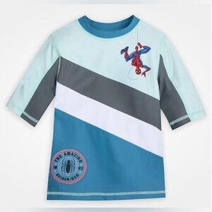 Disney Kid’s Marvel Spider-Man Rash Guard Spf 50+ Boys‎ Swimsuit Top Size 3